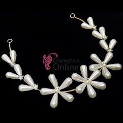 Tiara Ti040JJ Auriu pentru mirese cu cristale si perle + 2 Agrafe